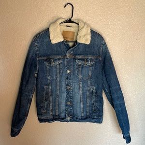 Sherpa Lined Dark Denim Jacket